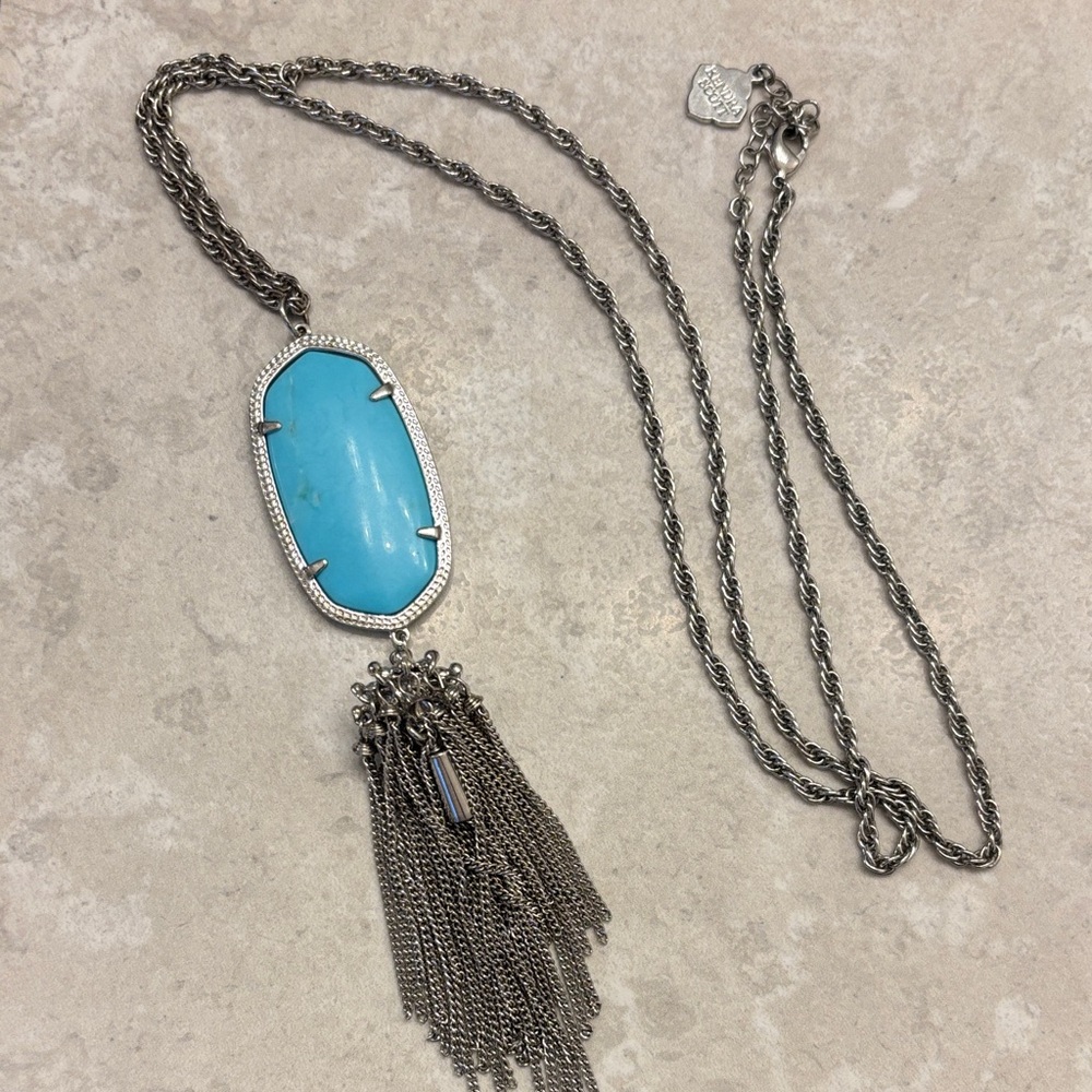 Kendra Scott Silver and Turquoise Pendant Necklace